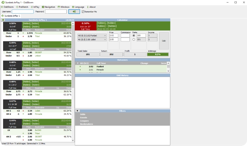 Oddstorm sure bet finder for football