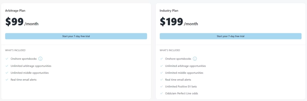 oddsjam cost price industry plan arbitrage plan