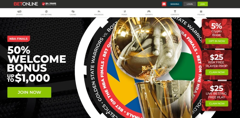 BetOnline user interface sports betting site