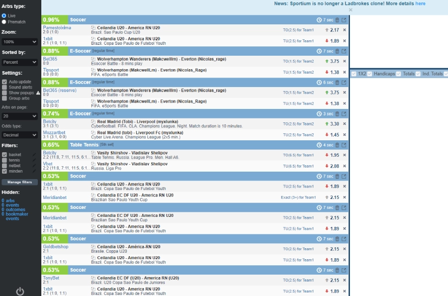 betburger free arbitrage betting software screenshot