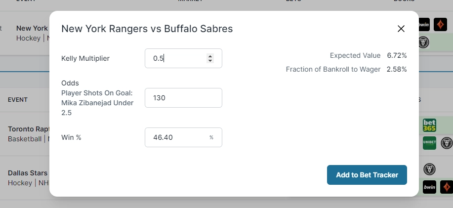 stake calculator in use kelly criterion included